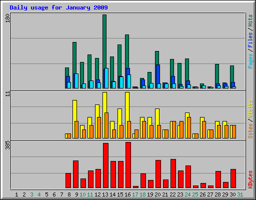Daily usage for January 2009